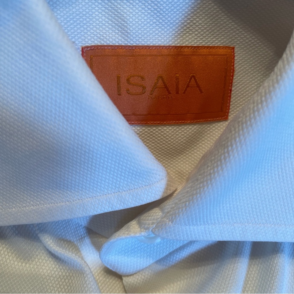 Isaia Cream Neutral Shirt 15.5/39 Made in Italy Excellent Used Condition